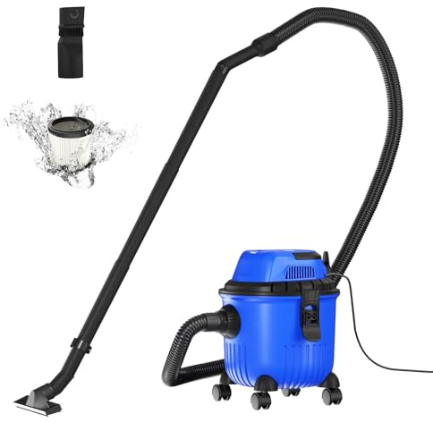 Huini Blue Wet and Dry Vacuum Cleaner, 16Kpa Powerful Lightweight Vacuum Cleaner, 800W Household Vacuum Cleaner with 15L Large Capacity, Ideal for Garage and Home Cleaning