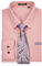 HISDERN Camisa Hombre Rosa Manga Larga Formal Camisas y Corbata Elegante Camisa de Vestir de Negocios Boda con Bolsillo Regular Fit M