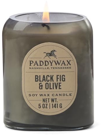 Paddywax Scented Candles Vista Collection Duftkerze im Vintage-Stil, aus Milchglas, 142 g, schwarze Feige und Olivgrün