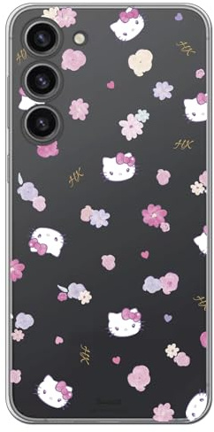 Personalaizer Schutzhülle für Samsung Galaxy S24 Plus, Hello Kitty und Blumenmuster, Kawaii-Stil, TPU-Silikon, flexibel, transparent