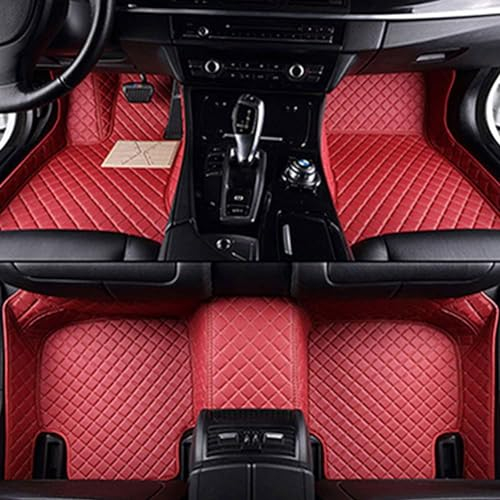 Full Coverage Car Floor Mats For Dacia Duster 2017-2022, Leather Fully Surrounded Customized All Weather Waterproof Carpets Accessories,E/Red
