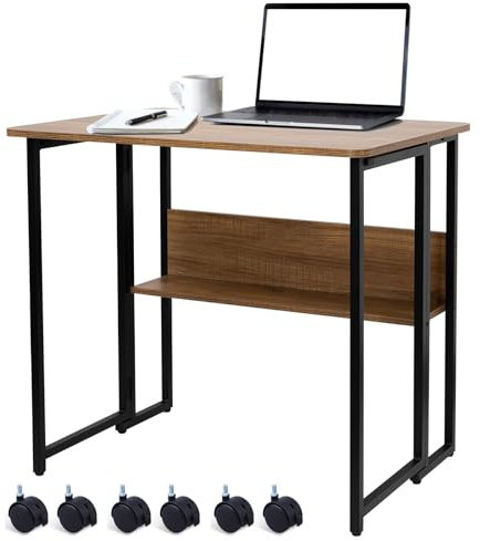 TYGYSDO klapptisch klein Schreibtisch mit Rollen computertisch Tisch beistelltisch Einfache Montage erforderlich für kleine Räume Holzwerkstoffen,Stahlrahmen (80 * 58 * 75cm)