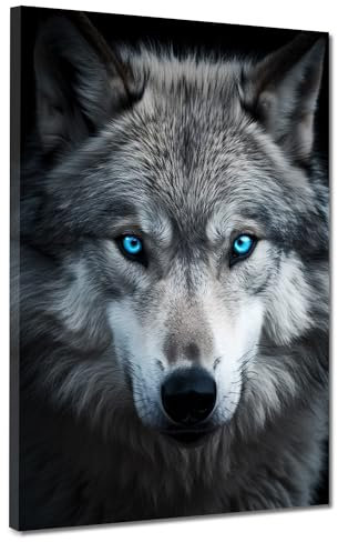 Wolf frontal Leinwandbild Wandbild Kunstdruck XL Wanddeko Größe 30x40x2cm