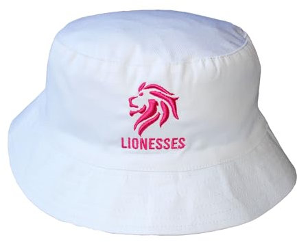 TeddyT's Ladies England Lionesses Embroidered White Bucket Hat (UK, Alpha, S, M, White)