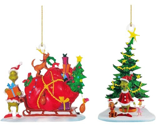 2 Stück Weihnachten Deko,Weihnachtsbaum Hängende Dekoration,Weihnachtsanhänger 2D Elf Christmas Decorations,2024 Lustige Christbaumschmuck,für Home Decorations