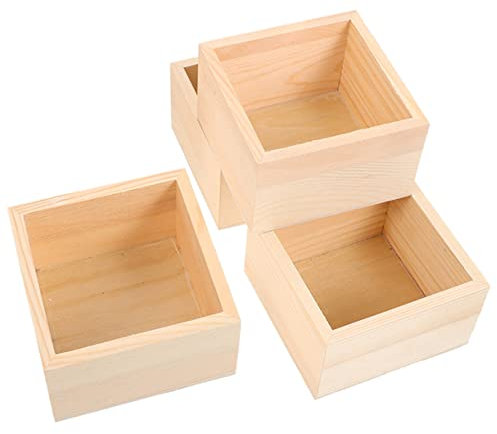 KITANDOVE 4 Stück Boxen Kunsthandwerk Holzkiste Würfel Durchsichtige Kisten Für Die Präsentation DIY Bastelboxen Heim Bastelboxen Bastelaufbewahrung Organizer