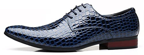 TYUIOKJU Scarpe formali da uomo, in pelle verniciata, a punta, per feste, cerimonie, per matrimoni (blu, 40)