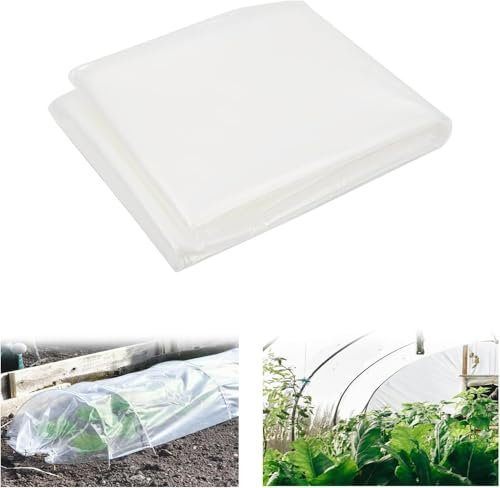 STOUCLA Film de serre transparent, film en plastique indéchirable, pour jardinage, tunnel de serre, 2 x 10 m