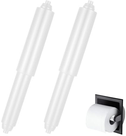 2Pcs Toilet Paper Holder Replacement Rod, Toilet Paper Roller Replacement, Toilet Paper Spring Rod, Plastic Paper Holder Roller Rod for Bathroom(White)