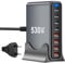 530W USB C Ladegerät Mehrfach, 8 Ports Schnellladegerät Ladestation für MacBook Pro/Air,iPad Pro/Air,Sumsung usw-Schwarz
