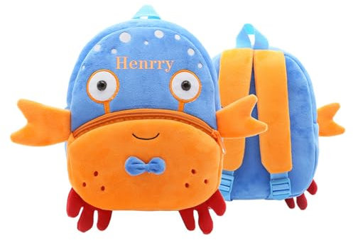 NGTSFLY Personalisierte Rucksack Kindergarten Mädchen Jungen mit Gestickt Namen | Kita Rucksack ab 1 Jahr |Personalisierte Geschenke kinder | Kindergarten Tasche (Krabbe)