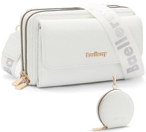 GOUNNU Handytasche zum Umhängetasche Damen Klein Umhängetasche Handy Damen PU Leder Crossbody Schultertasche mit Kartenschlitz Geldbörse 3 Fächern Verstellbar Abnehmbar Schultergurt (Weiß)