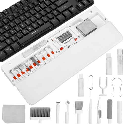 Kit de nettoyage de clavier 22 en 1 avec Wrist Rest - Matériau élastique souple - Kit de nettoyage pour écouteurs AirPods - Design compact - Kit de nettoyage pour tablette, ordinateur, appareil photo