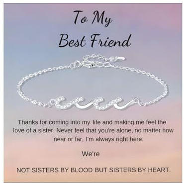 Embtrem Freundschaftsarmbänder für Damen, silberfarbenes Wellenarmband für beste Freundin, Schmuck, Geschenk für Frauen, Large, Kupfer, Kein Edelstein