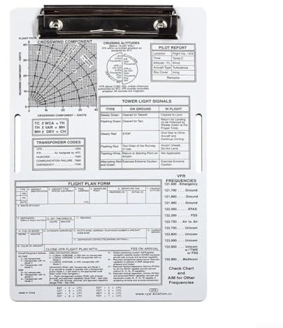 Pilot Planche à genoux avec clip pour tenir les cartes et formulaires essentiels (VFR)