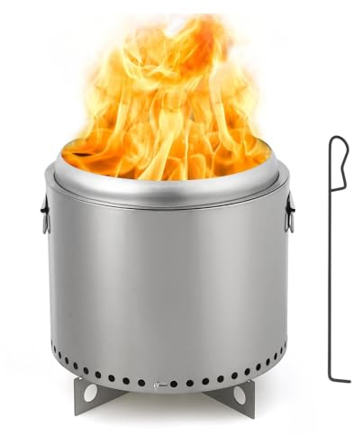 DECAKE Feuerstelle aus Edelstahl – ideal zum Heizen von Versammlungen, einzigartiges Luftschalterdesign und effiziente Verbrennung, leicht zu reinigen, 360° breit, warm, perfekt für Camp