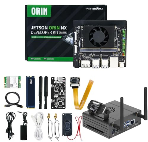 Yahboom Jetson Orin NX 8GB SUPER AI Large Model Kit,117 TOPS | 256GB SSD Ubuntu 22.04 System AI Large Model Heat Dissipation Suitable for Electronic Projects