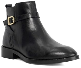 Dune London Ladies Wide Fit PEMMA Leather Buckle Detail Ankle Boots
