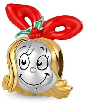 GNOCE Charm Anhänger Grinch Weihnachtskugel Anhänger Charm925 Sterlingsilber Beads Charms für Frauen und Mädchen Schmuckgeschenk (Grinch Cindy Lou)