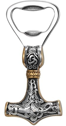 OIDEA Décapsuleur Viking en forme de marteau de Thor : décapsuleur vintage nordique celtique Odin en acier inoxydable portable pour anniversaire, fête des pères, bijoux viking, cadeaux pour homme et