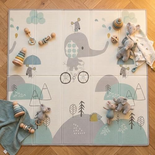 Early Wanders Foldable Baby Play Mat (120x120cm) – Thick, Waterproof Foam Floor Mat for Crawling & Tummy Time – Portable, Soft Playmat for Newborns, Infants & Toddlers – Easy Clean Design