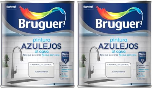 Bruguer Vernis à Carrelage à l'Eau Gris Satiné 750ml (Paquete de 2)