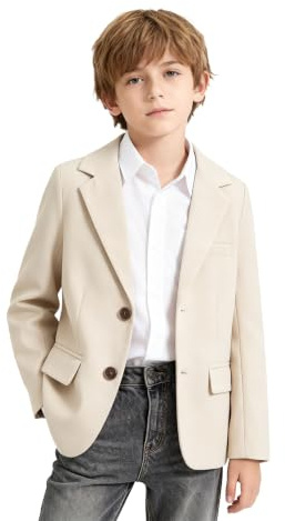 LOLANTA Blazer Casual per Bambino, Giacca da Completo Unita, Classico Monopetto con Tasche a Patta, 5–12 Anni