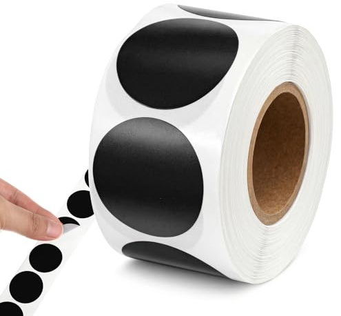 Schwarz Runde Aufkleber, 2.5 cm, 500 Stück, Schwarz Punktaufkleber, Wasserfeste Kreisförmige Aufkleber, Farbkodierungsetikett für Büro, Geschäft, Zuhause, Klassenzimmer, Markierung