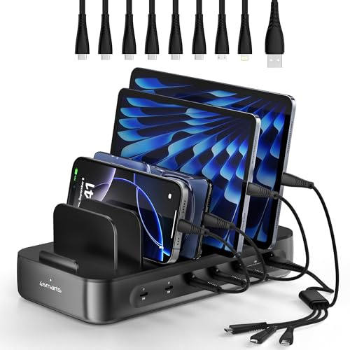 4smarts Ladestation Team 100W 5C/1A inkl. 6 Kabel, schwarz