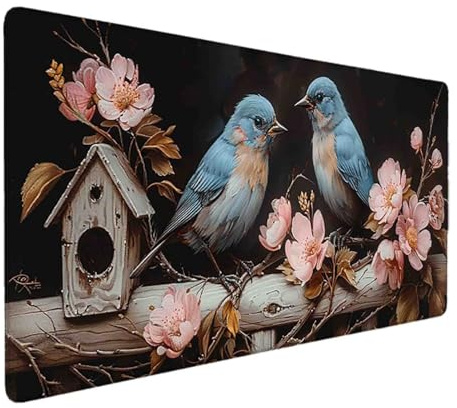 Noir Tapis de Souris Oiseau Tapis de Souris XXL 600 x 300 mm Mouse Pad Gaming en Caoutchouc Antidérapant et Imperméable Desk Mat pour PC, Ordinateur Portable, Maison, Gamer, Accessoires Bureau c7098