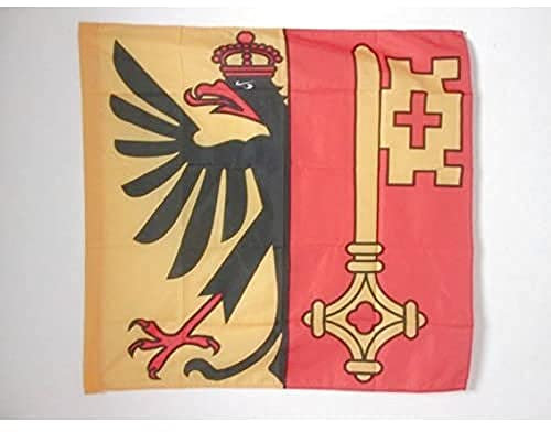 AZ FLAG - Drapeau Canton de Genève - 90x90 cm - Drapeau Genève - Ge Suisse 100% Polyester Avec Fourreau et Cordelette - Pavillon 80 g