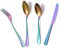 Rayinblue 4 Pcs Tableware Set Colorful Romantic Dinner Set Rainbow Flatware Set