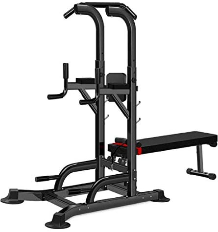 BOUDECH Multifunktionale Fitness-Station Power Tower Chin-up Dip Station verstellbare Hantelbank für Klimmzüge, Bauchmuskeltraining.