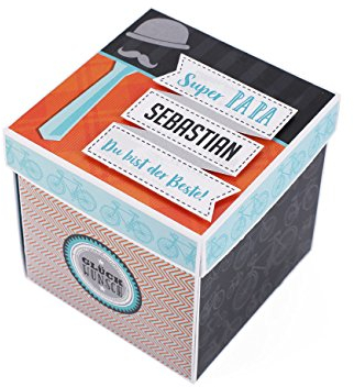 Herz & Heim® Explosionsbox als Geschenk für Männer mit Namensaufdruck - Handgefertigt in Deutschland - einzigartig zum Vatertag