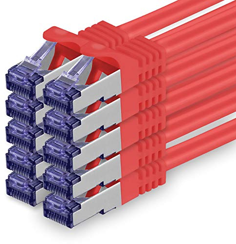 1aTTack.de Câble Réseau CAT7 CAT 7 10 Gigabit - 10x 3,0m - RJ45 Ethernet LAN DSL Routeur Modem - Rouge