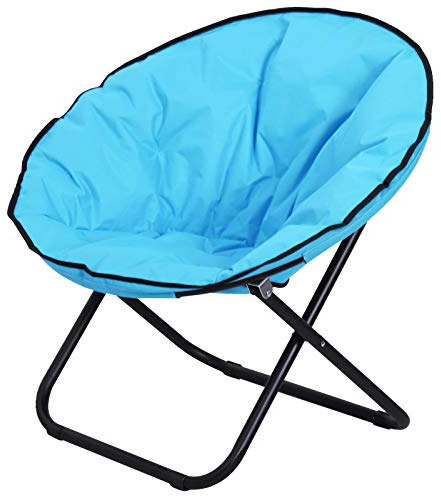 Outsunny Campingstuhl Faltbar Campingsessel mit Lehne, Klappstuhl bis 120kg, gepolstert Moonchair Extra Breit, Faltsessel Outdoor Stuhl für Garten, Balkon, Camping, Blau