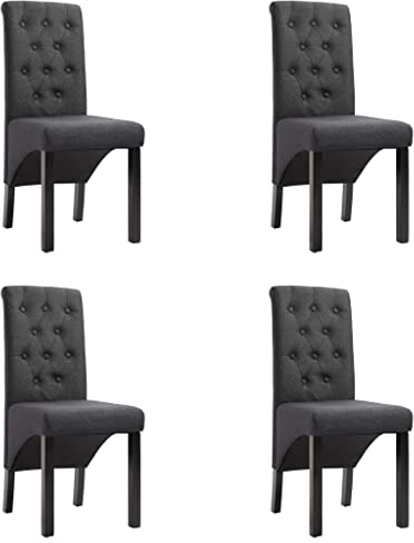 vidaXL 4X Esszimmerstuhl Küchenstuhl Lehnstuhl Hochlehner Stuhlgruppe Essstuhl Stuhl Stühle Polsterstuhl Esszimmerstühle Sitzgruppe Dunkelgrau Stoff