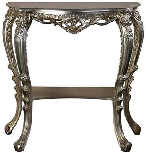 Casa Padrino Luxus Barock Konsole Silber 86 x 29 x H. 83 cm - Prunkvoller Antik Stil Konsolentisch mit wunderschönen Verzierungen - Luxus Qualität - Made in Italy