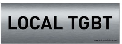 AUA SIGNALETIQUE - Plaque de porte Aluminium brossé imprimé AluSign Texte - 150x50 mm - Double Face adhésif au dos (Local TGBT)