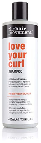Love Your Curl Shampoo (400 ml), sulfatfrei, parabenfrei, lockiges Haarshampoo von The Hair Movement. Professionelles Salon-Shampoo zum Definieren von Locken, reduziert Frizz, speichert Feuchtigkeit –