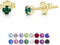 DTPsilver - Winzige Ohrringe 925 Sterling Silber Gelb Vergoldet mit Kristallen von Swarovski® Elements Runde Sehr kleine Ohrstecker - Durchmesser 3 mm - Farbe : Smaragd