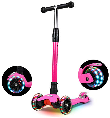 IMMEK Roller Kinder, PU Radstehende Scooter Roller mit LED-Lichtern, Scooter Kinder können auf DREI Verschiedene Höhen Werden.3-12 Jahre