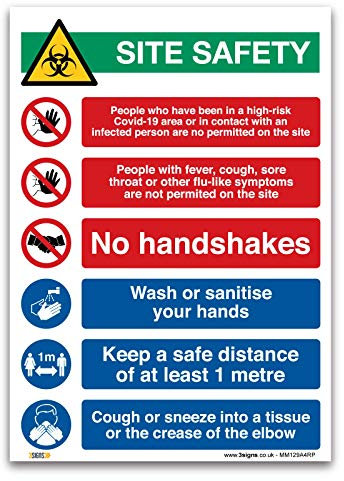 Warnschild mit Aufschrift Site Safety (nicht erlaubt, zu besuchen), A4, 297 x 210 mm, 1 mm starrer Kunststoff, obligatorischer Virenschutz.