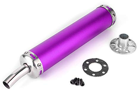 Auspuffschalldämpfer, 20 mm 0,8 Zoll 2-Taotorrad Edelstahl-Auspuffschalldämpfer Schalldämpfer Motorrad Modifiziertes Schalldämpferrohr(Lila)