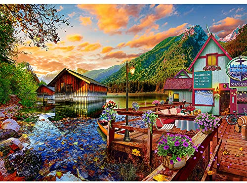 HUADADA PPuzzle 1000 Teile,Puzzle Erwachsene, Impossible Geschicklichkeitsspiel für Die Ganze Familie, Farbenfrohes Legespie Erwachsenenpuzzle,Kanusee