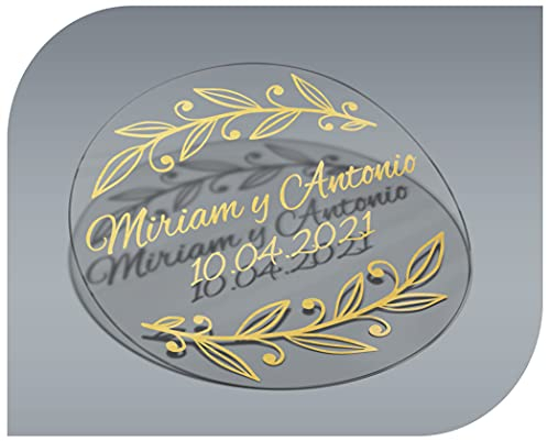 Adesivi trasparenti personalizzabili, etichette adesive per inviti, matrimoni, battesimi, fidanzamenti, compleanni, feste, Natale, timbri, vintage (modello 4)