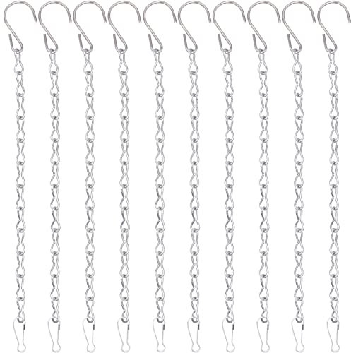 YINGFENG Paquete de 10 cadenas colgantes plateadas de 9.5 pulgadas para colgar comederos de pájaros, casas de pájaros, macetas, cestas, baños de pájaros, linternas, campanillas de viento, vallas