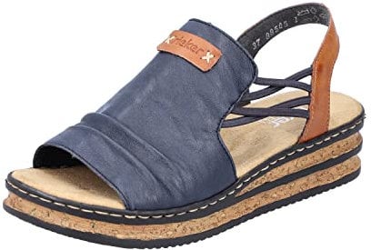 Rieker Femme 62962 Sandale, Bleu, 40 EU