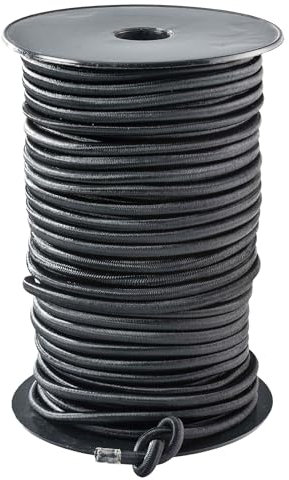 WERKA PRO 13556 Tendeur Élastique Noir, 4mm x 50 Mètres sur Bobine