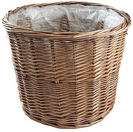 Arthur Cameron Pots de fleurs ronds doublés en osier (petit, gris clair)